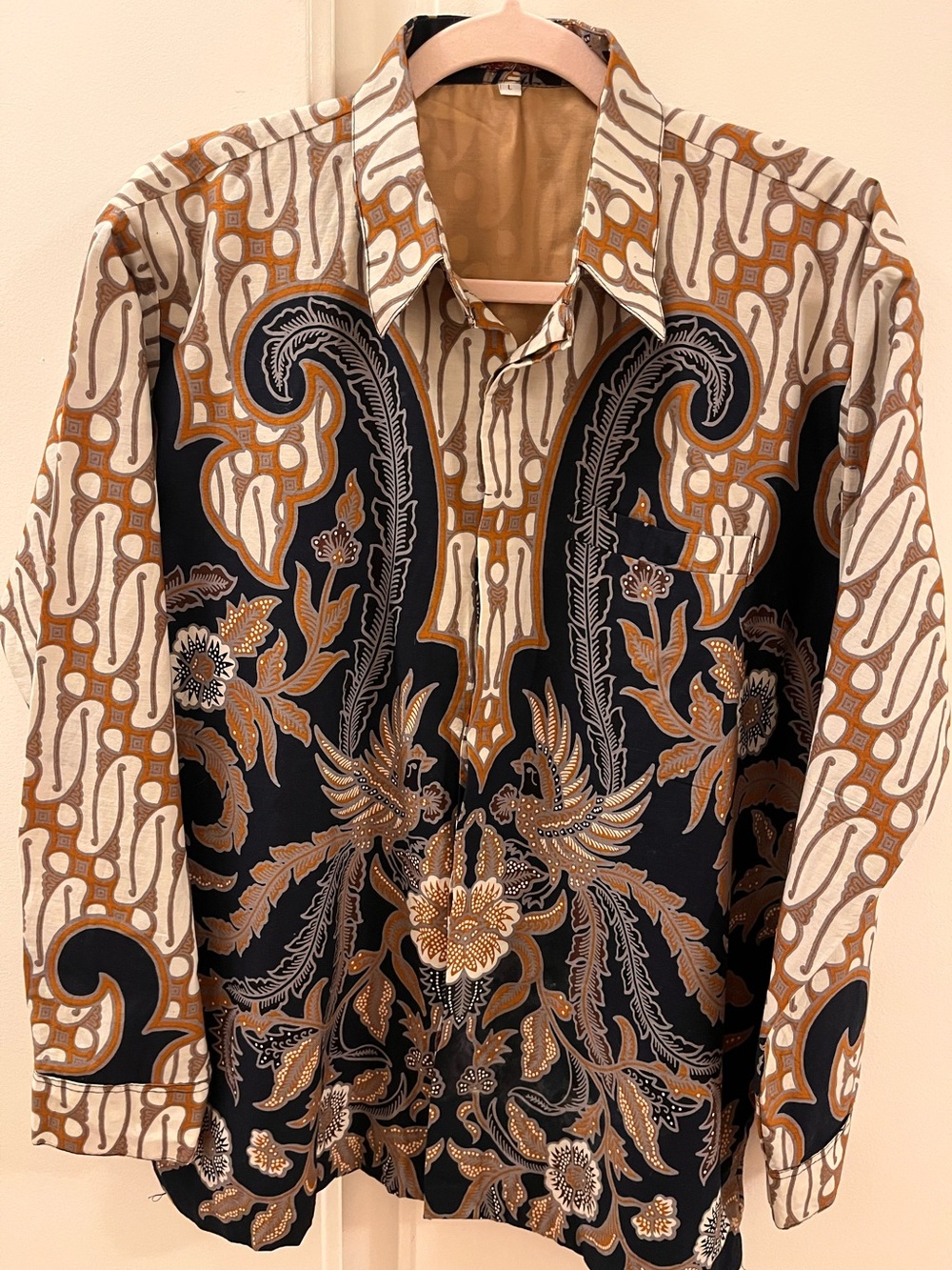 Adelia Batik Indonesian  Long Sleeve Dress Shirt - Size Large